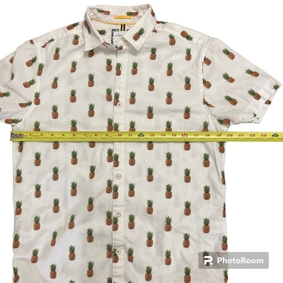 Denim &‎ Flowers EUC Mens slim fit, button up pineapple shirt, size small - Picture 16 of 16